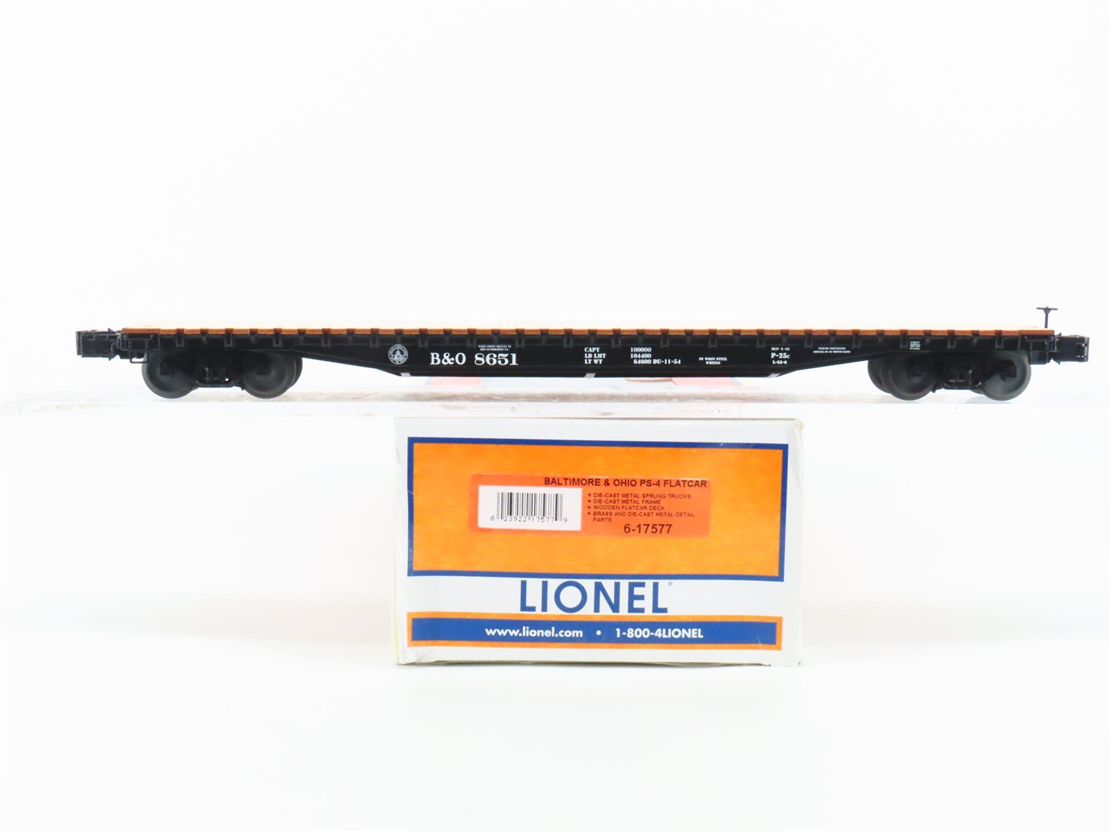 O Gauge 3-Rail Lionel 6-17577 B&O Baltimore & Ohio PS-4 Flatcar #8651