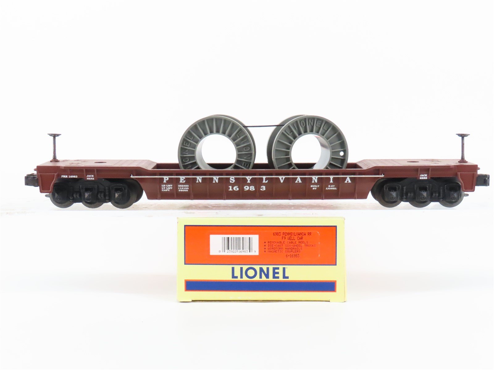 O Gauge 3-Rail Lionel 6-16983 PRR Pennsylvania F9 Well Flatcar #16983 w/Load