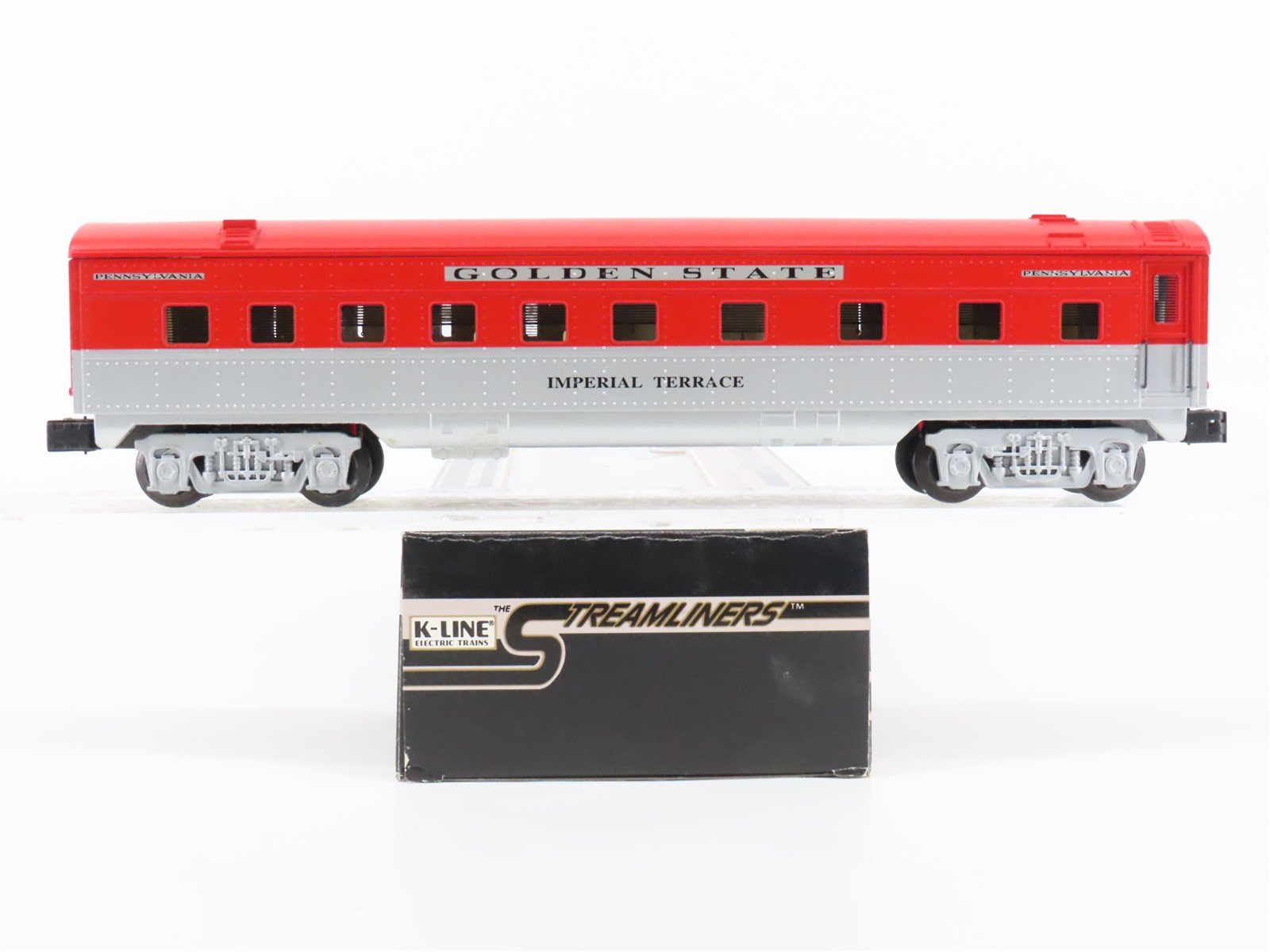 O Gauge 3-Rail K-Line PRR Golden State Passenger Car "Imperial Terrace"
