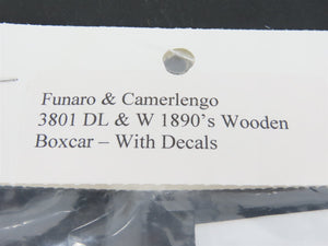 HO Scale Funaro & Camerlengo Kit 3801 DL&W 1890s Wooden Box Car w/ Decals