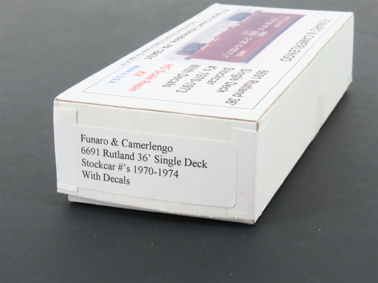 HO Scale Funaro & Camerlengo Kit 6691 RUT Rutland 36' Stock Car w/ Decals