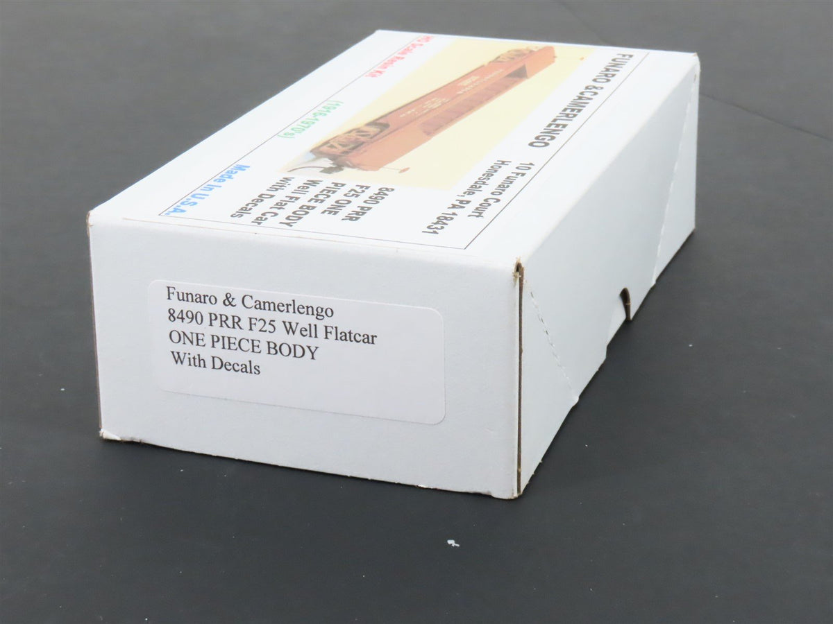 HO Funaro &amp; Camerlengo Kit 8490 PRR One Piece Body Well Flat Car w/ Decals