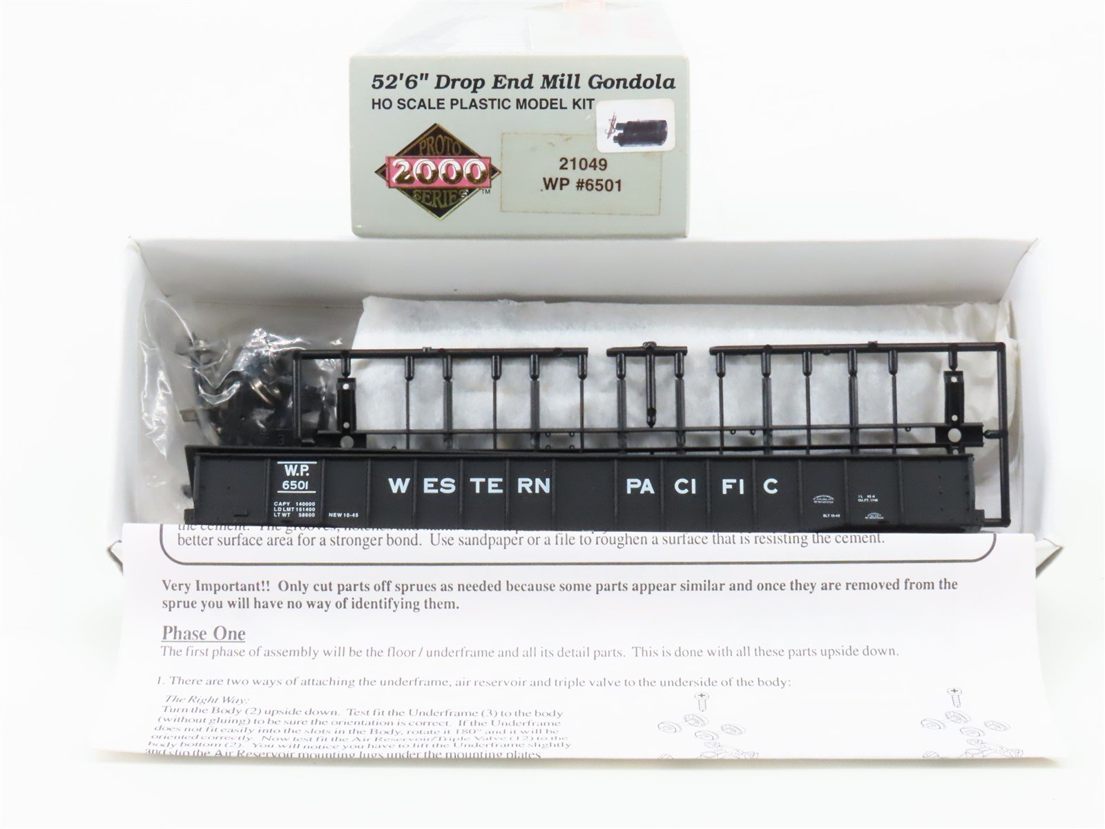 HO Scale Life-Like Proto 2000 Kit 21049 WP Western Pacific Mill Gondola #6501
