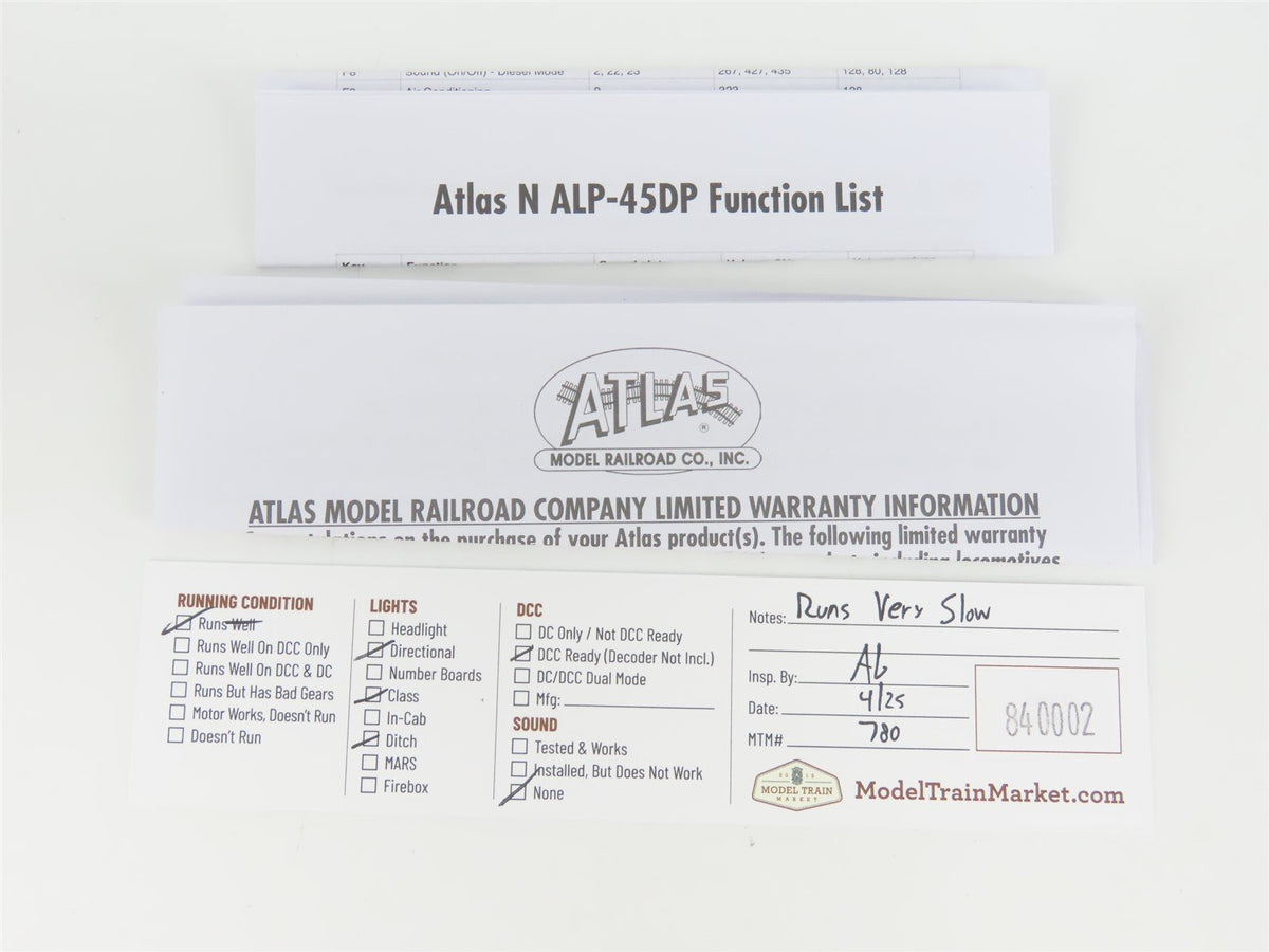 N Scale Atlas 40004040 NJ Transit ALP-45DP Electric Locomotive #4509