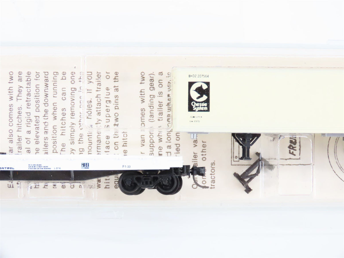 N Kadee Micro-Trains MTL 64010 ATSF Flat Car #293183 w/ Chessie System Trailer