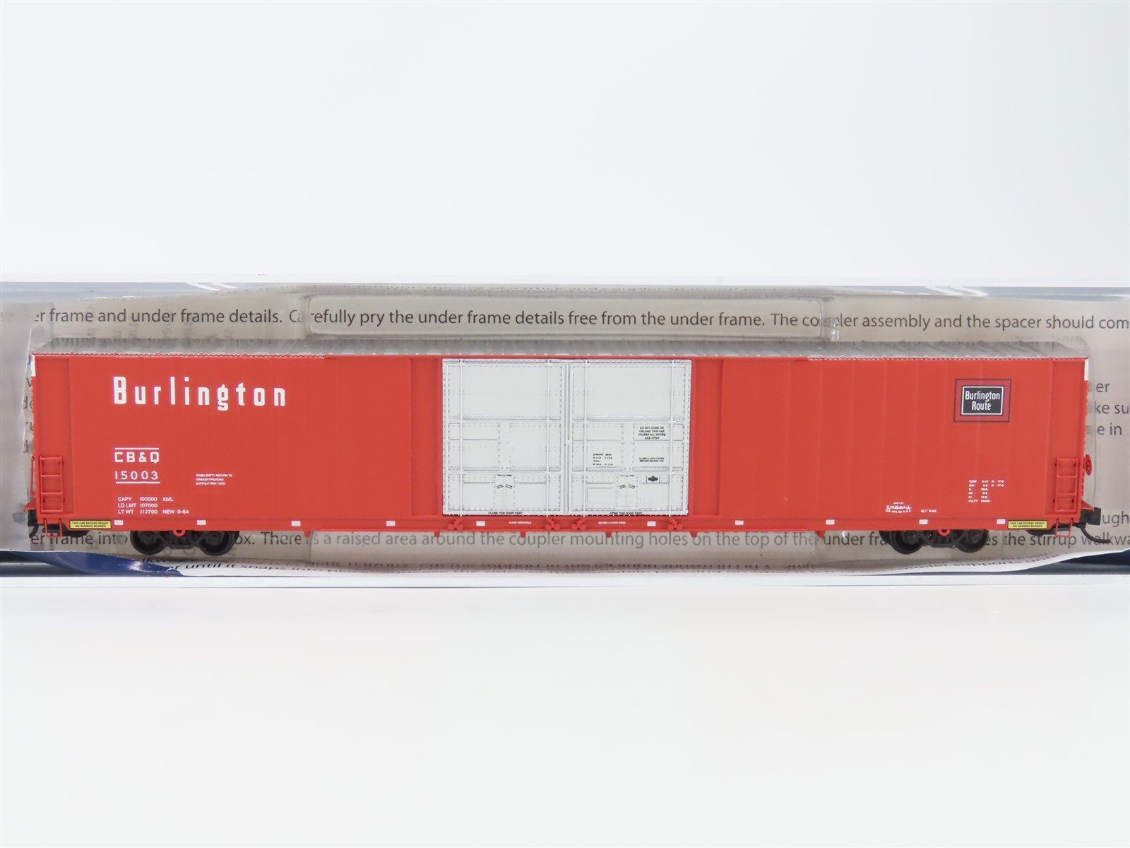 N Scale Trainworx 2904-01 CB&Q Burlington Route 86' Auto Boxcar #15003