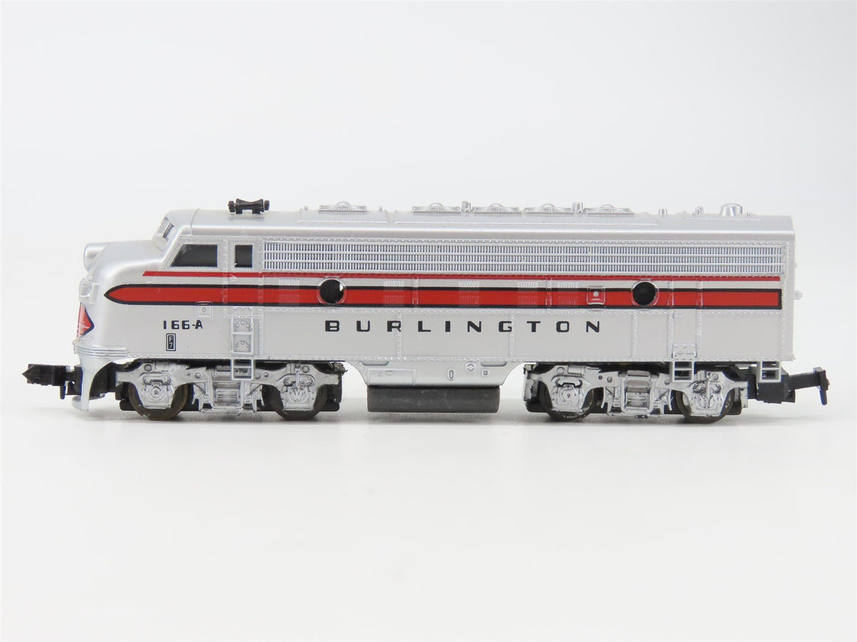 N Scale Life-Like CBQ Burlington F7A Diesel Locomotive #166A