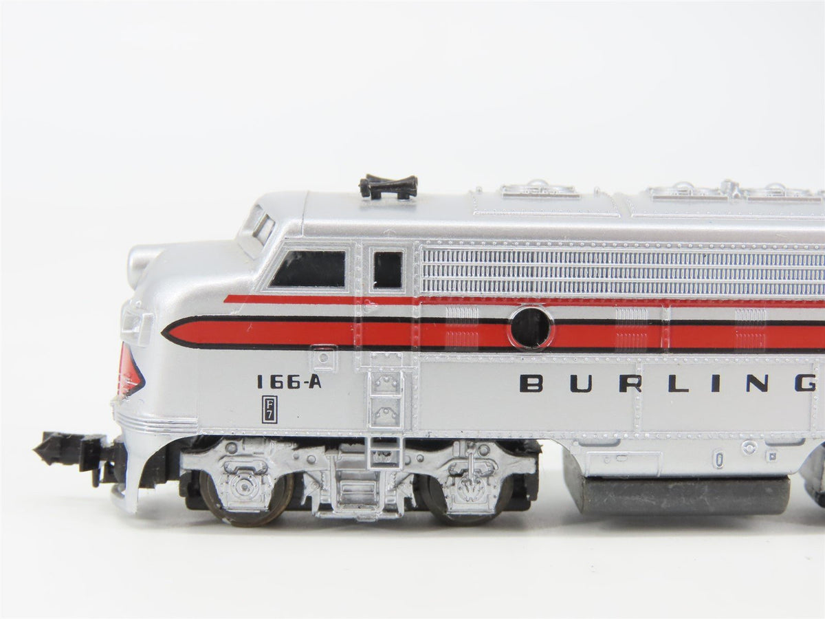 N Scale Life-Like CBQ Burlington F7A Diesel Locomotive #166A