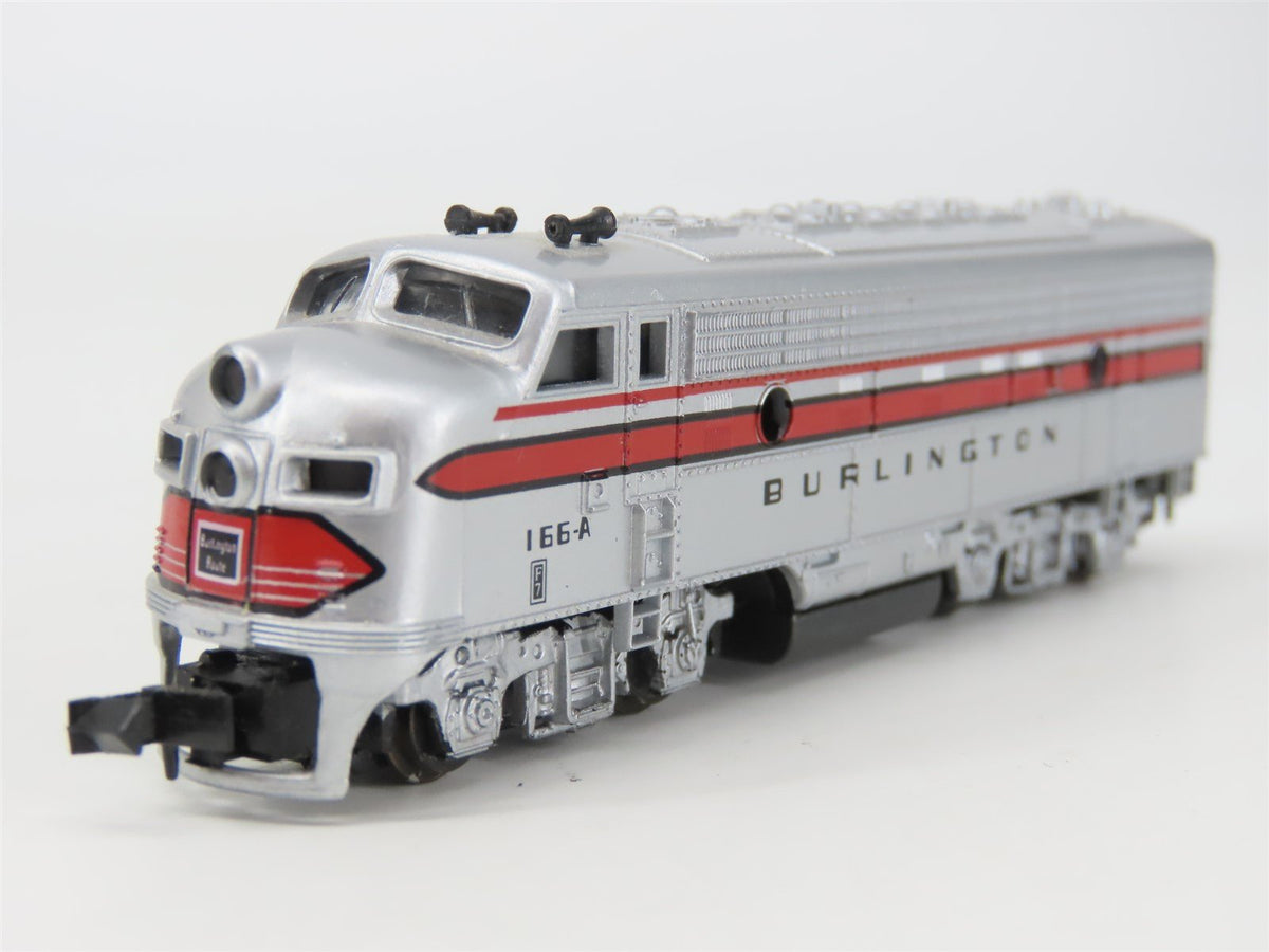 N Scale Life-Like CBQ Burlington F7A Diesel Locomotive #166A