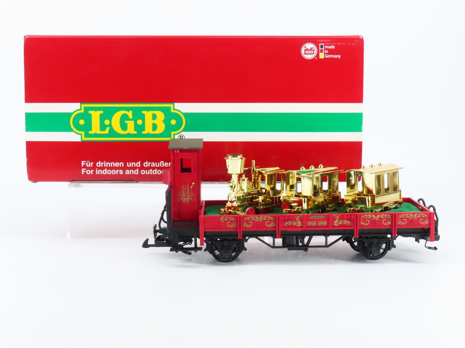 G Scale LGB 41124 30th Anniversary 1968-1998 Flat Car w/ Gold Gnome Train