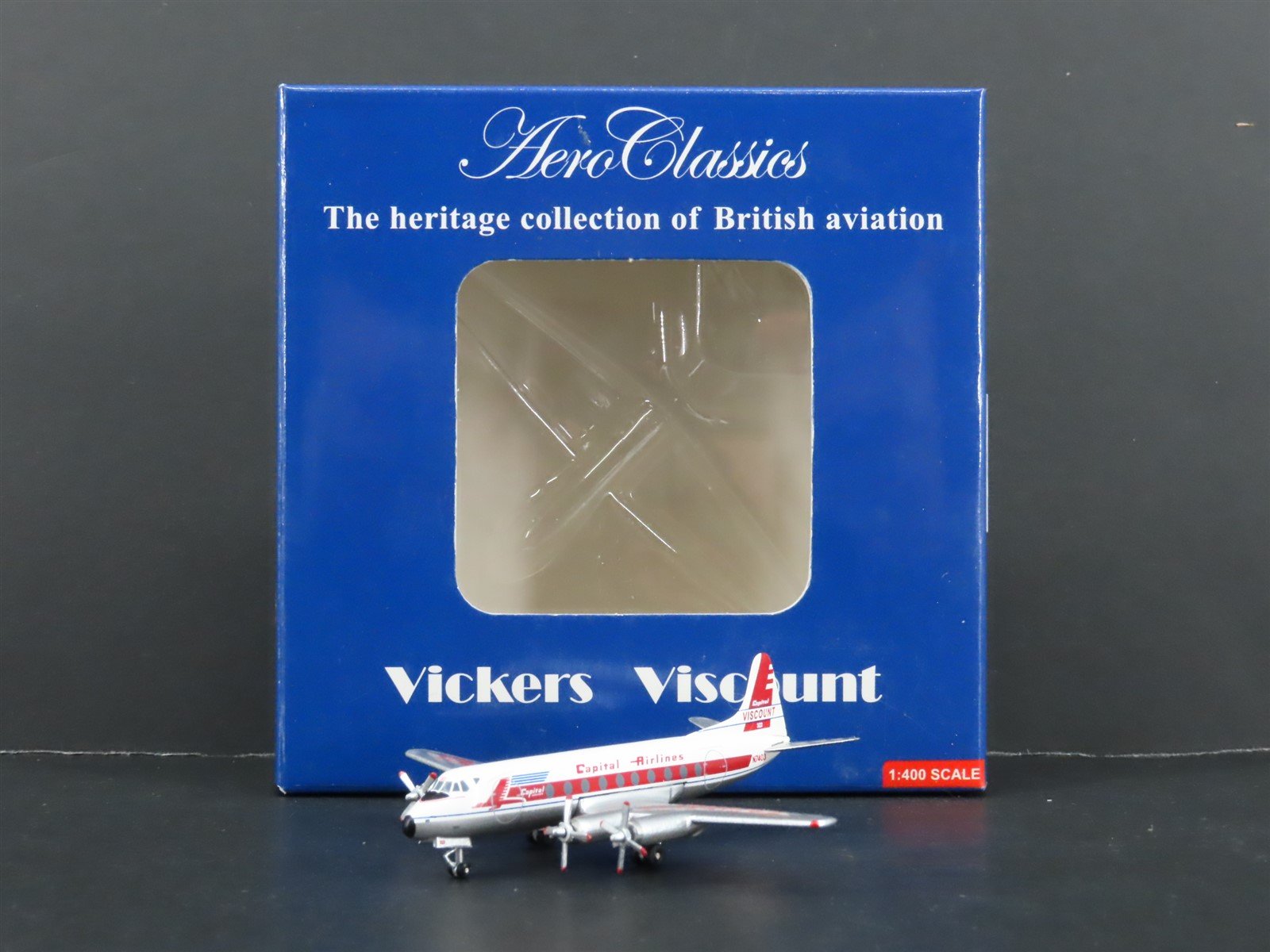 1:400 AeroClassics Die-Cast Capital Airlines Vickers Viscount 744 Airliner N7403