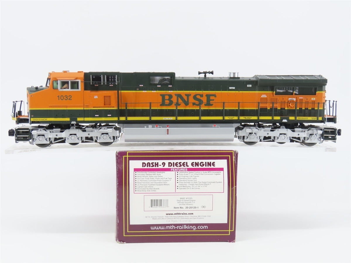 O Gauge 3-Rail MTH 20-20120-1 BNSF Railway Dash 9 Diesel Loco #1032 wSound