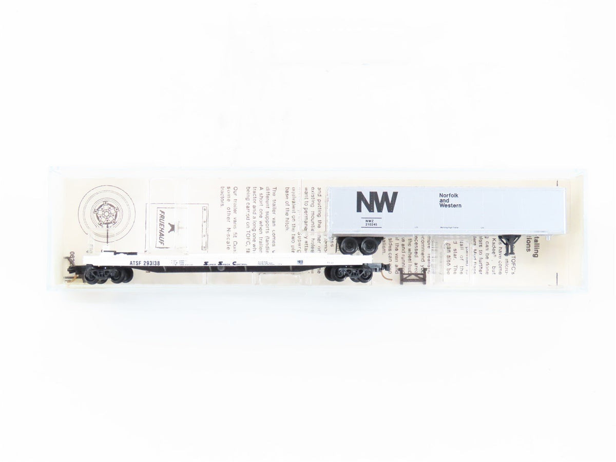 N Scale Kadee Micro-Trains MTL 64010 TOFC ATSF Flat Car #293138 w/ NW Trailer