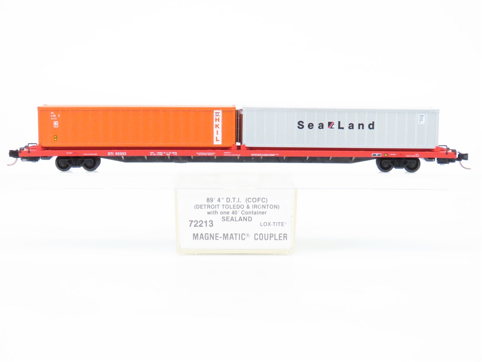 N Scale Micro-Trains MTL 72213 DTI Flat Car 90092 w/ Sealand & custom container