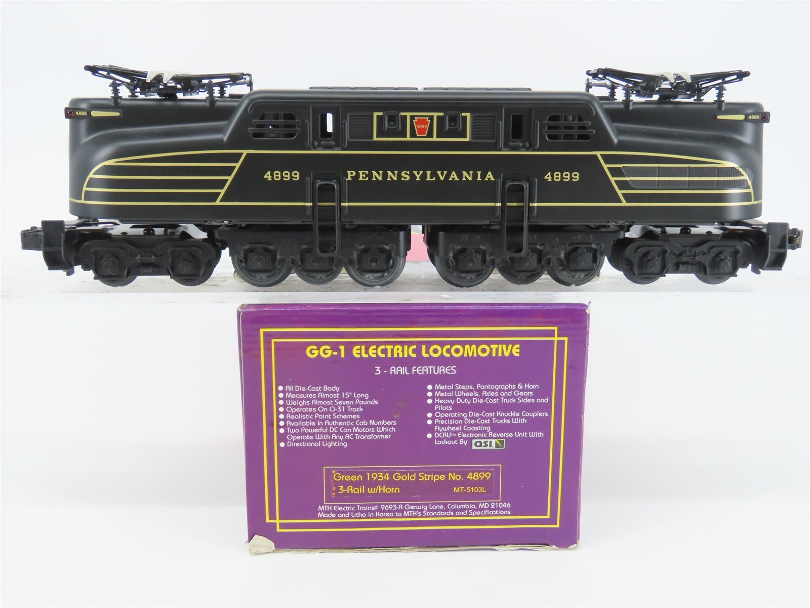 O Gauge 3-Rail MTH MT-5103L PRR Pennsylvania GG1 Electric Loco #4899