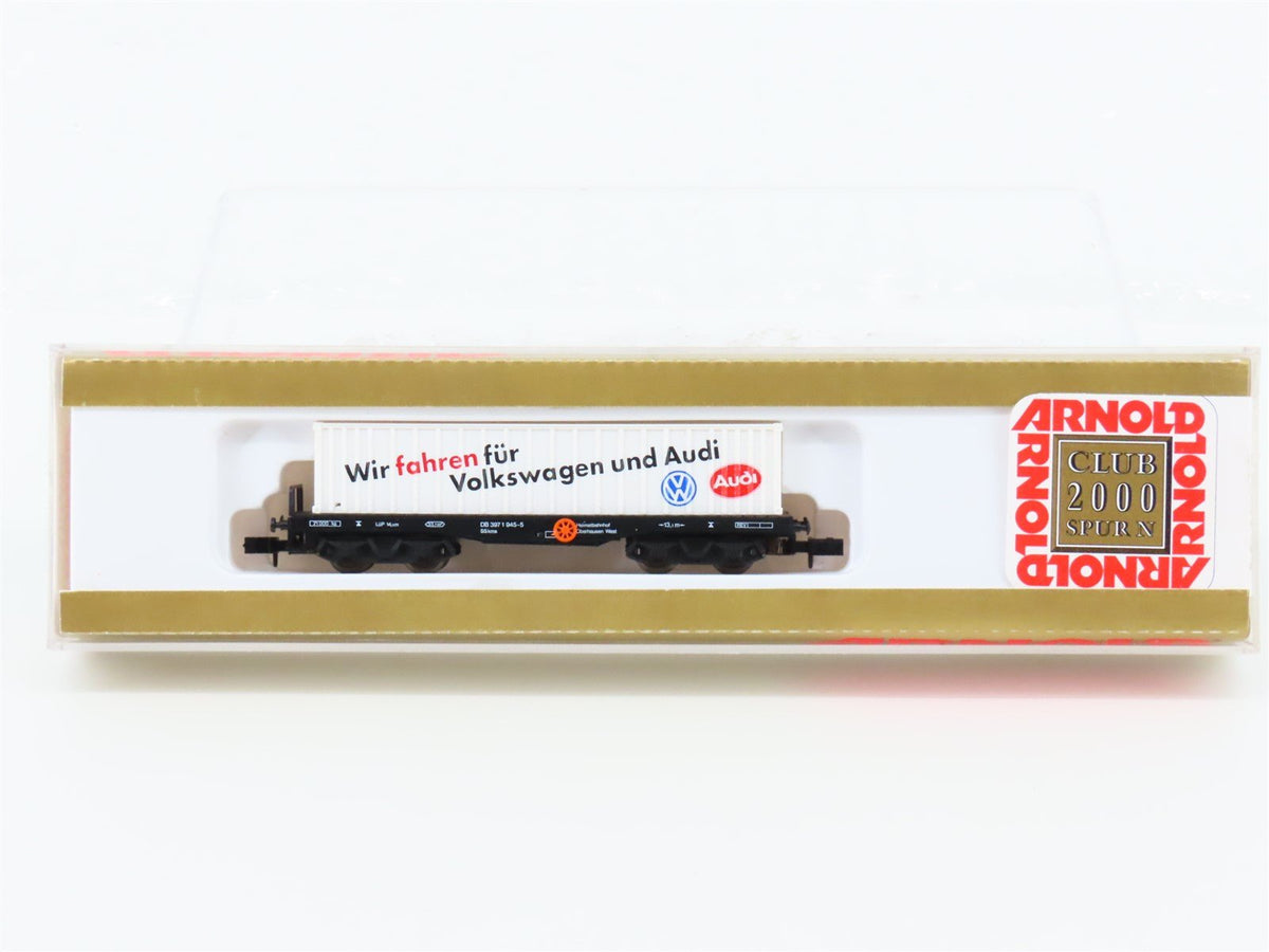 N Arnold 70551 Club 2000 DB Deutsche Bahn Flat Car w/ 40&#39; VW Audi Container