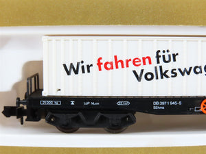 N Arnold 70551 Club 2000 DB Deutsche Bahn Flat Car w/ 40' VW Audi Container