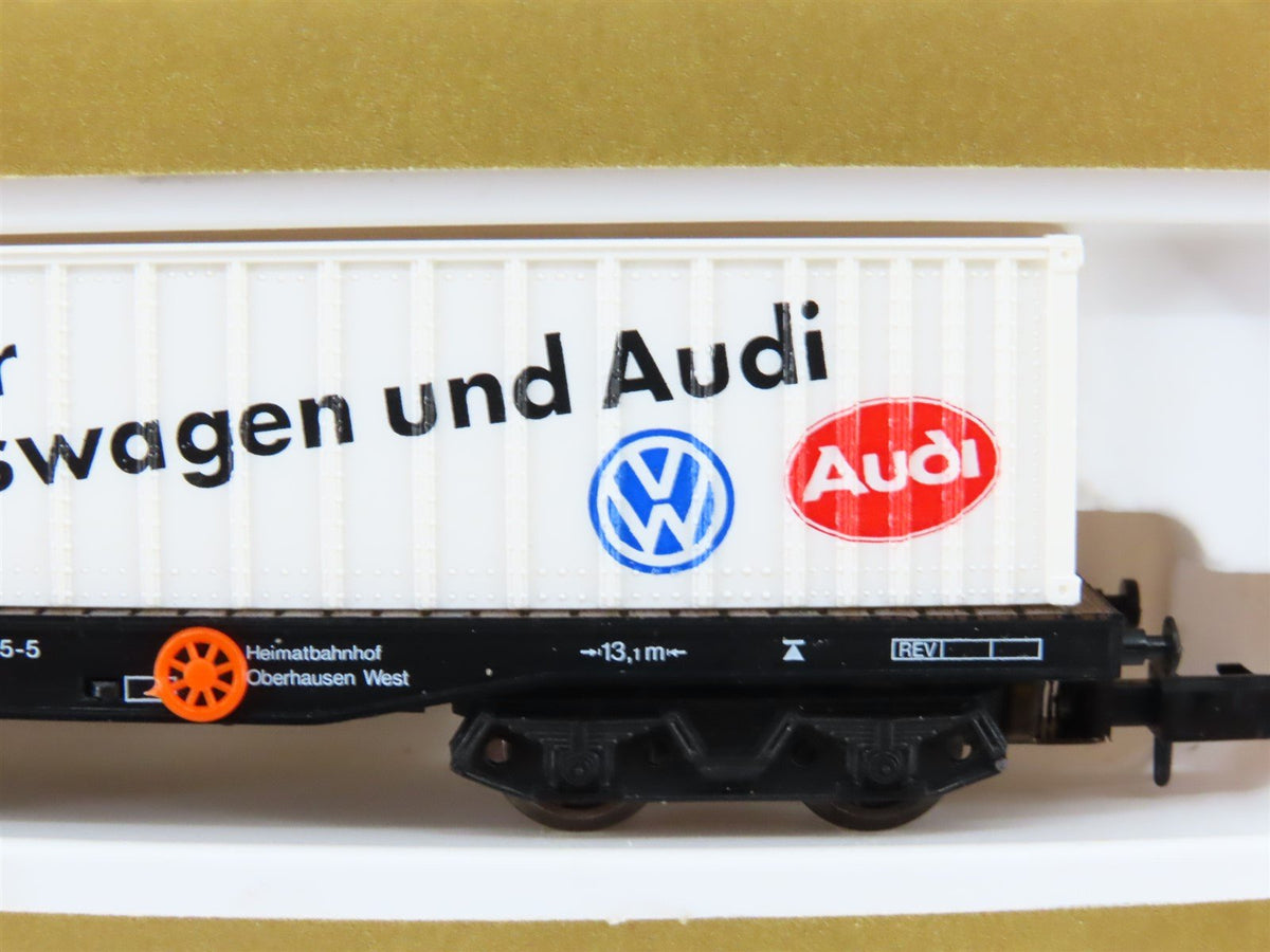 N Arnold 70551 Club 2000 DB Deutsche Bahn Flat Car w/ 40&#39; VW Audi Container