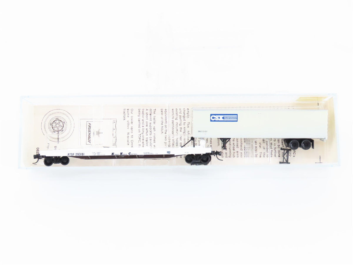 N Scale Kadee Micro-Trains MTL 64010 TOFC ATSF Flat Car #293181 w/ CSX Trailer