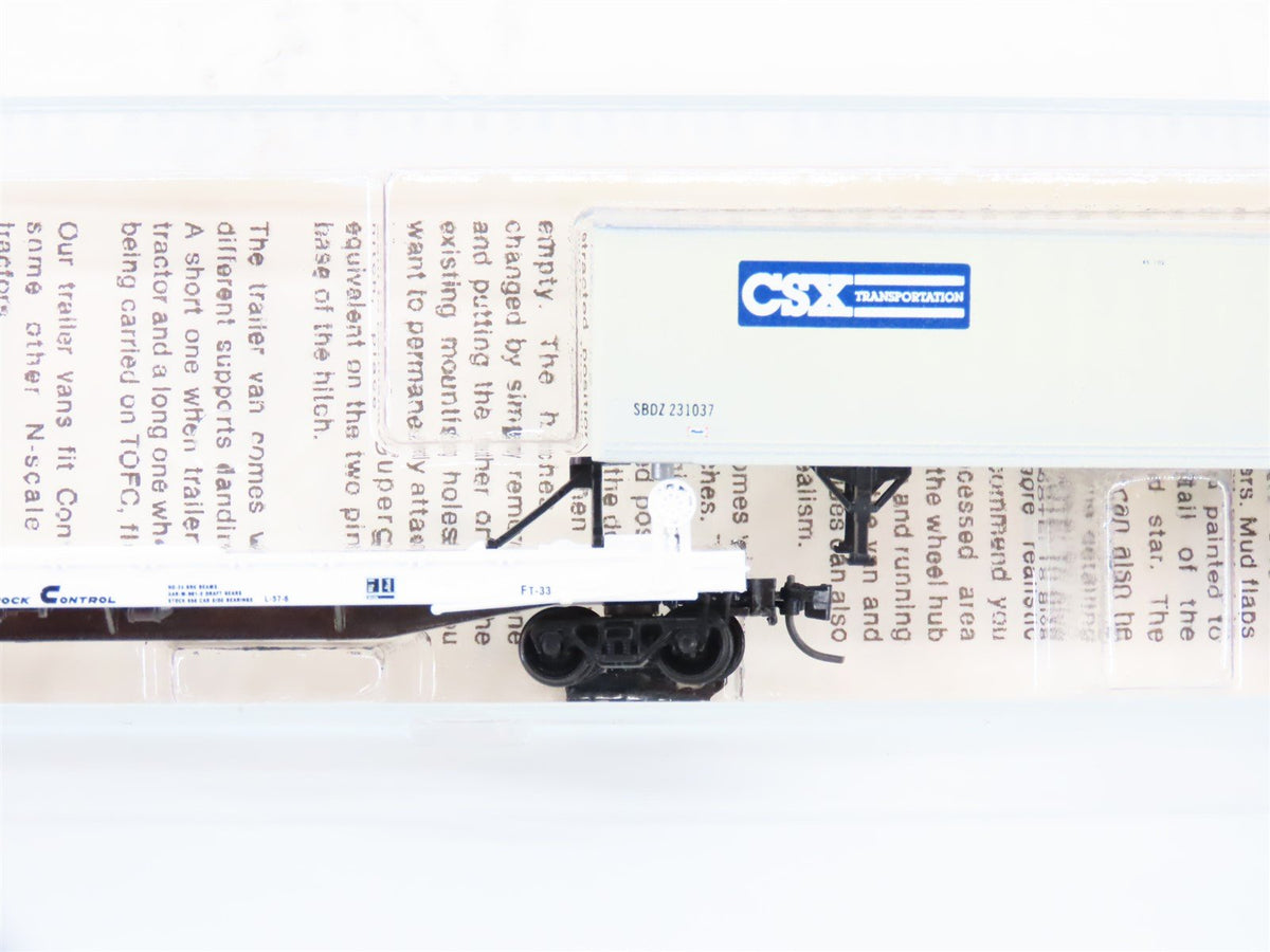 N Scale Kadee Micro-Trains MTL 64010 TOFC ATSF Flat Car #293181 w/ CSX Trailer