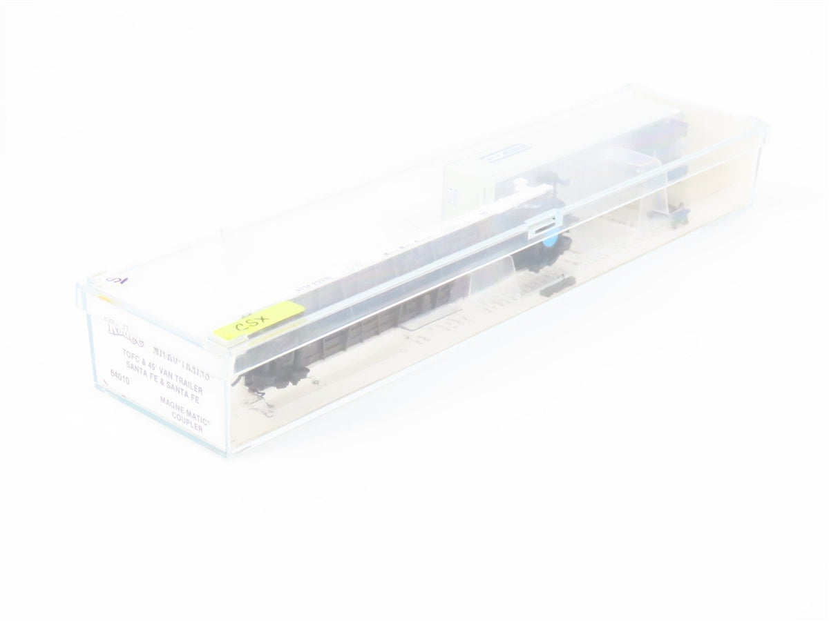 N Scale Kadee Micro-Trains MTL 64010 TOFC ATSF Flat Car #293181 w/ CSX Trailer