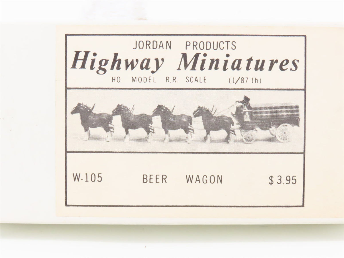 HO 1:87 Scale Jordan Highway Miniatures Kit W-105 Beer Wagon w/ Horses