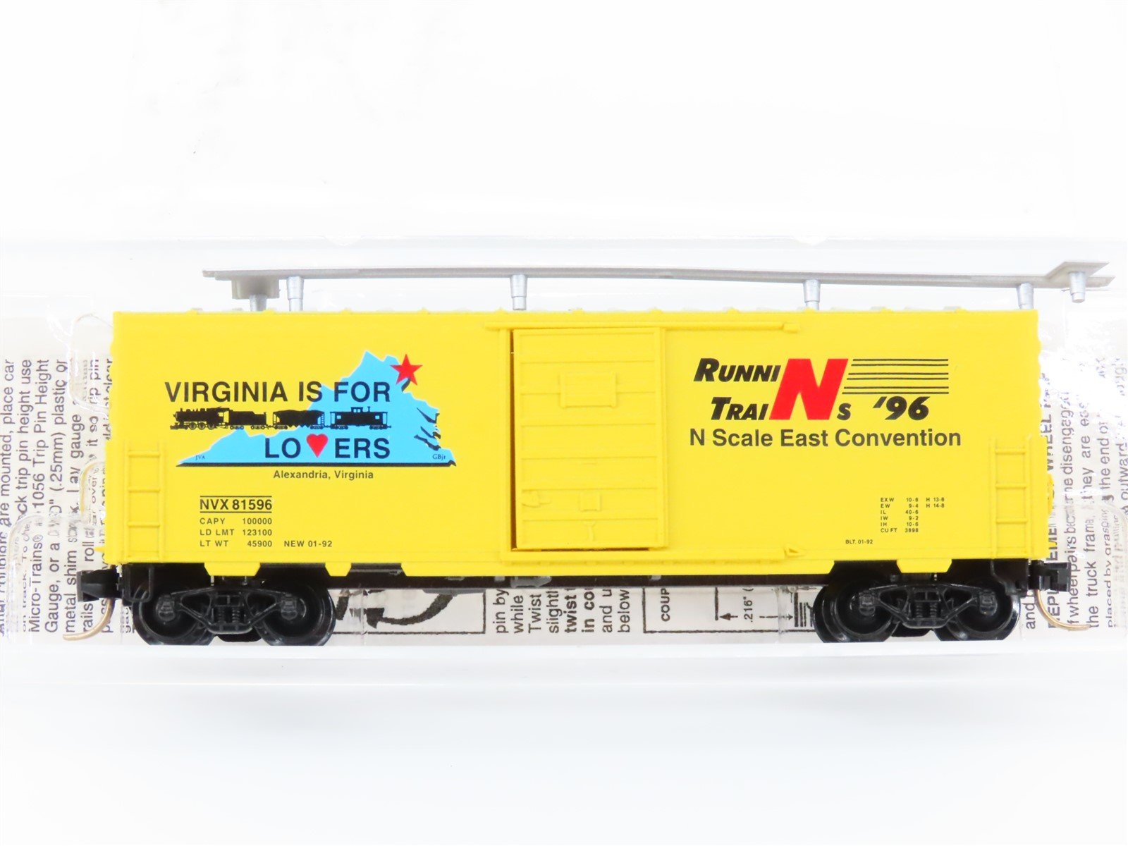 N Micro-Trains MTL Special Run NVX N Scale East Convention '96 Boxcar 81596
