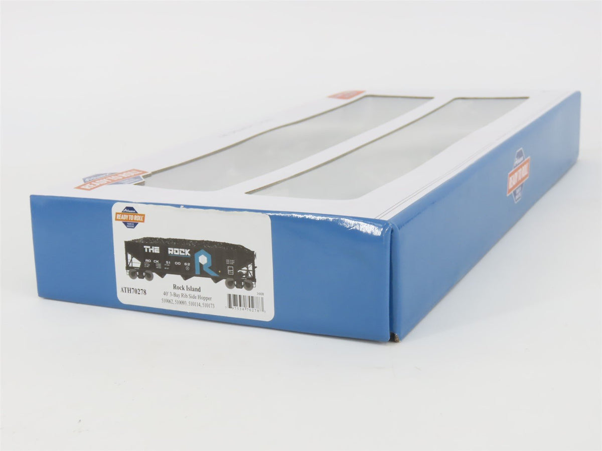 HO Scale Athearn ATH70278 ROCK Island 40&#39; 3-Bay Ribside Hopper Car 4-Pack