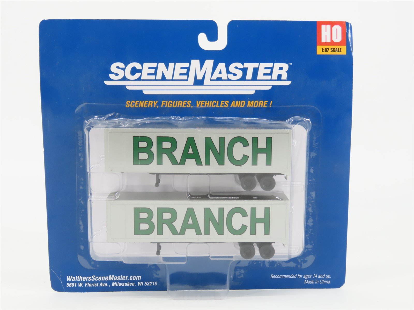 HO Scale Walthers 949-2301 Branch Motor Express 40' Trailer 2-Pack