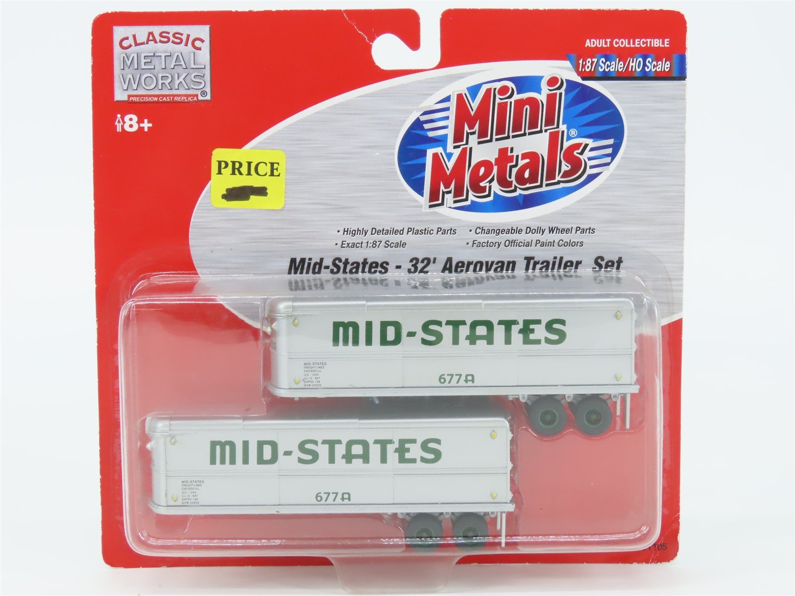 HO Scale Mini Metals 31105 Mid-States 32' Aerovan Trailer 2-Pack