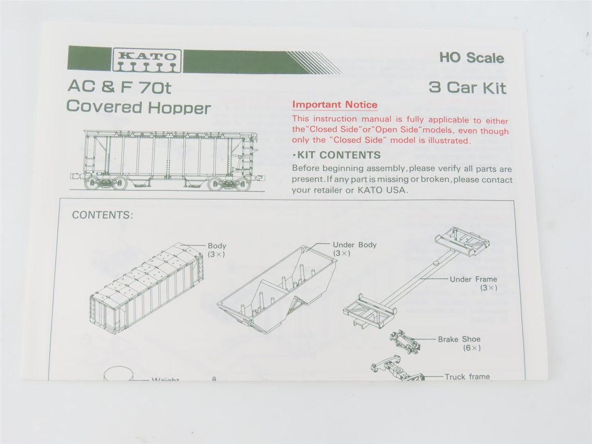 HO Scale Kato 38-0204 CIL Monon &quot;Hoosier Line&quot; 70-Ton Covered Hopper 3-Pack Kit