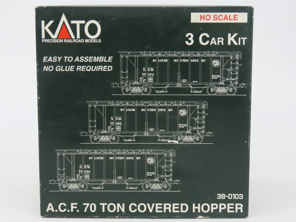 HO Scale Kato 38-0103 SSW Cotton Belt 70-Ton Covered Hopper 3-Pack Kit