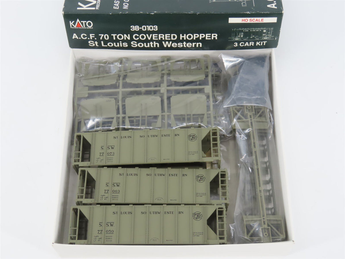 HO Scale Kato 38-0103 SSW Cotton Belt 70-Ton Covered Hopper 3-Pack Kit