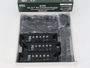HO Scale Kato 38-0205 WAB Wabash 70-Ton Covered Hopper 3-Pack Kit