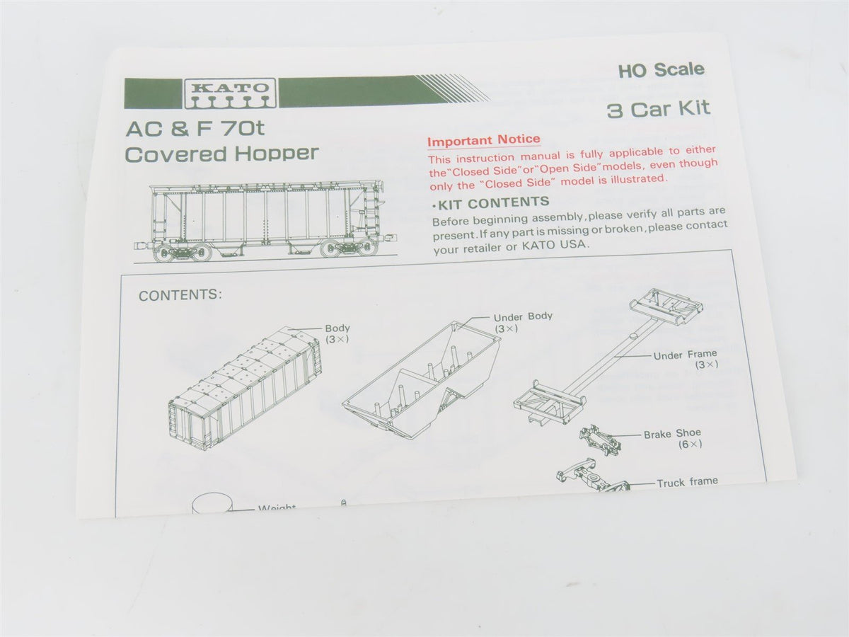 HO Scale Kato 38-0205 WAB Wabash 70-Ton Covered Hopper 3-Pack Kit