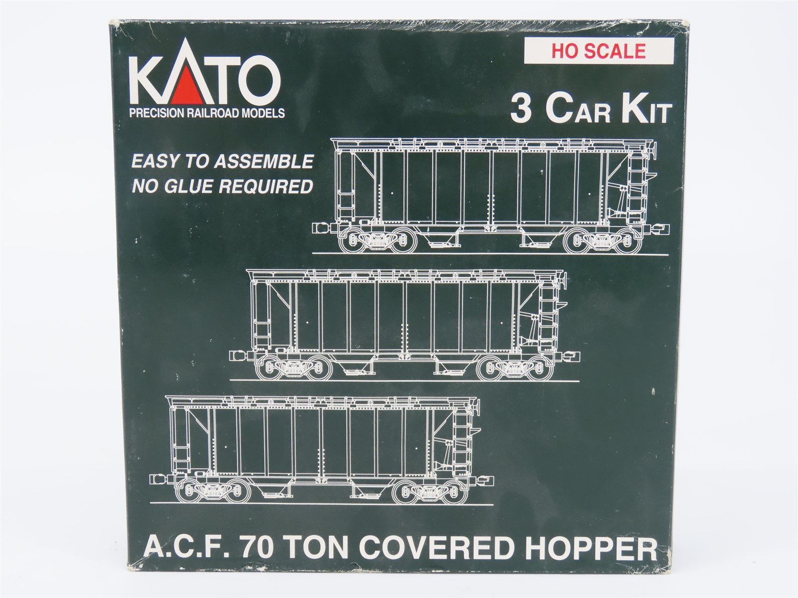 HO Scale Kato 38-0107 EL Erie Lackawanna 70-Ton Covered Hopper 3-Pack Kit
