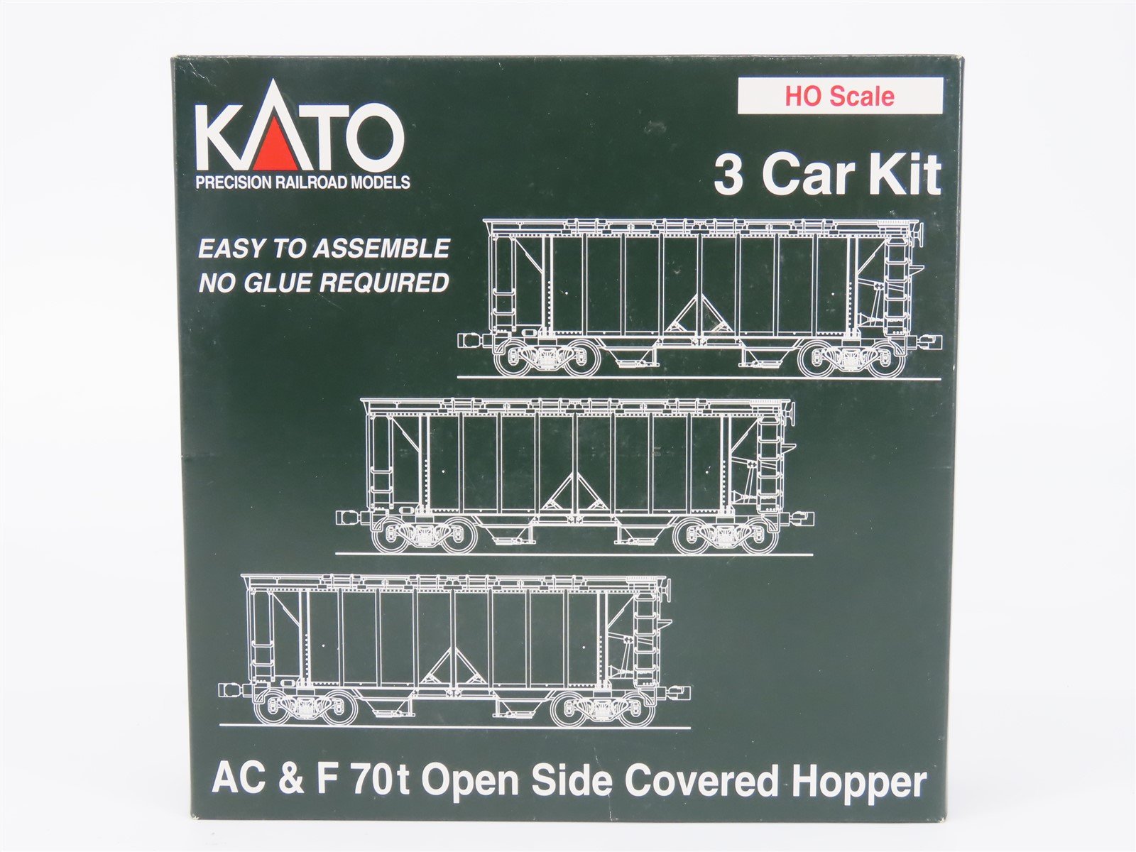 HO Scale Kato 38-0201 B&M Boston & Maine 70-Ton Covered Hopper 3-Pack Kit