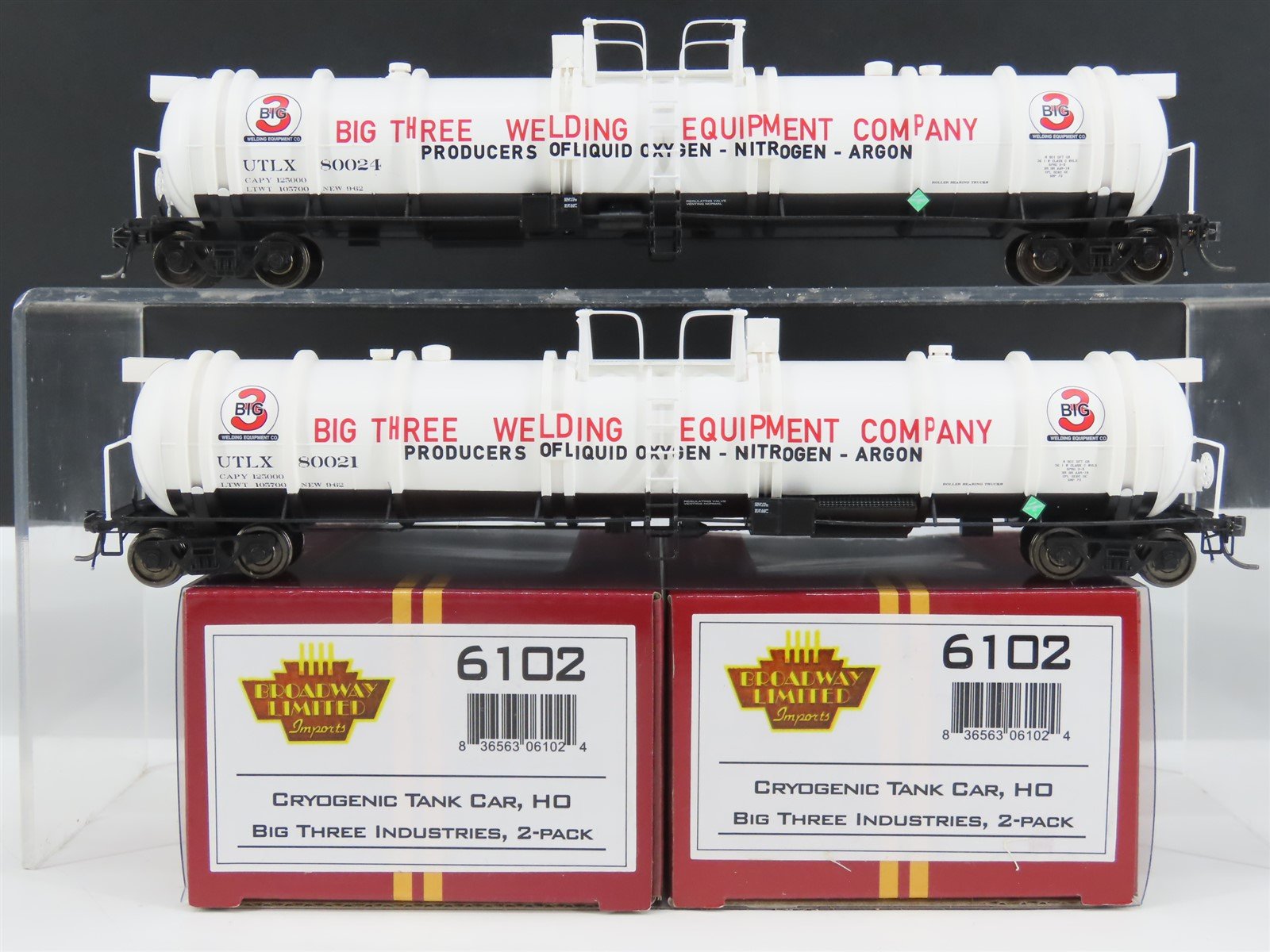 HO Broadway Limited BLI 6102 UTLX Big Three Industry Cryogenic Tankcar 2-Pack