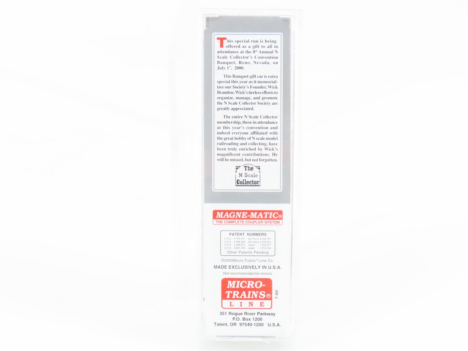 N Micro-Trains MTL Special Run NSC N Scale Collector Wick Brandon Boxcar 2000