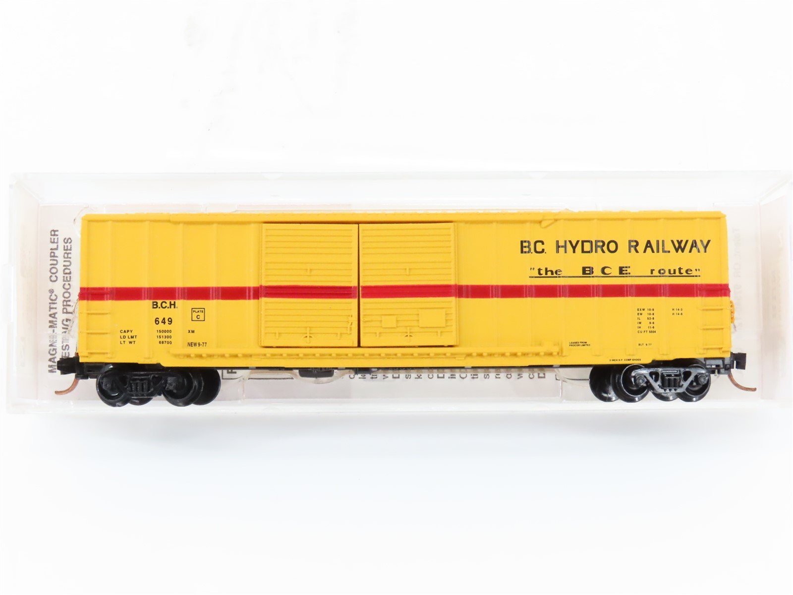N Micro-Trains MTL Special Run PNS-8 BCH BC Hydro Railway BCE Route Boxcar #649