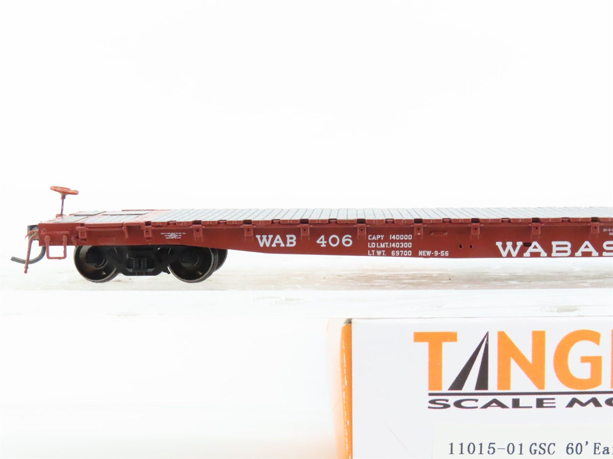 HO Scale Tanget 11015-01 WAB Wabash &quot;Original 56&quot; 60&#39; Early Flatcar #406