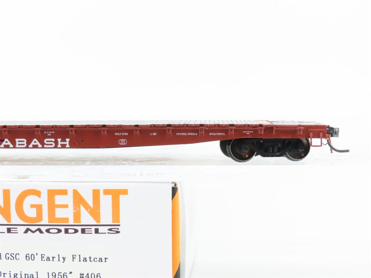 HO Scale Tanget 11015-01 WAB Wabash &quot;Original 56&quot; 60&#39; Early Flatcar #406