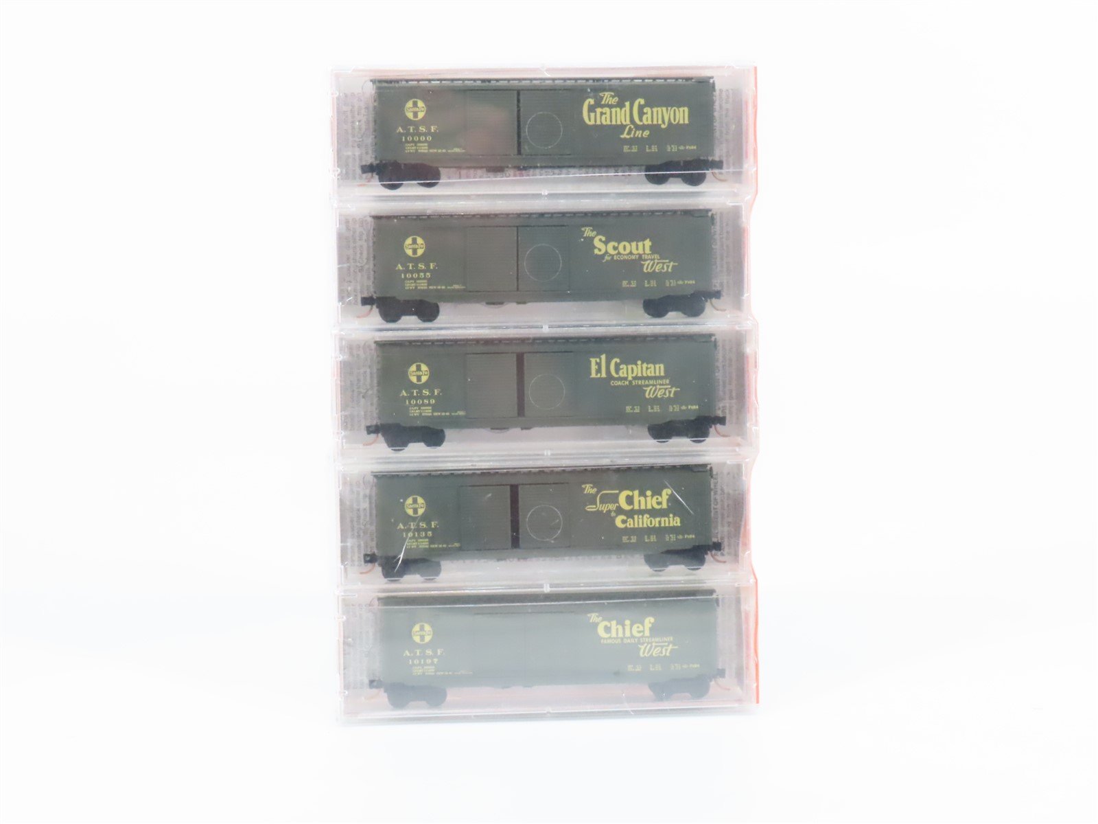 N Micro-Trains MTL 34262 ATSF Santa Fe Map & Slogan Series Box Car 5-Pack Sealed