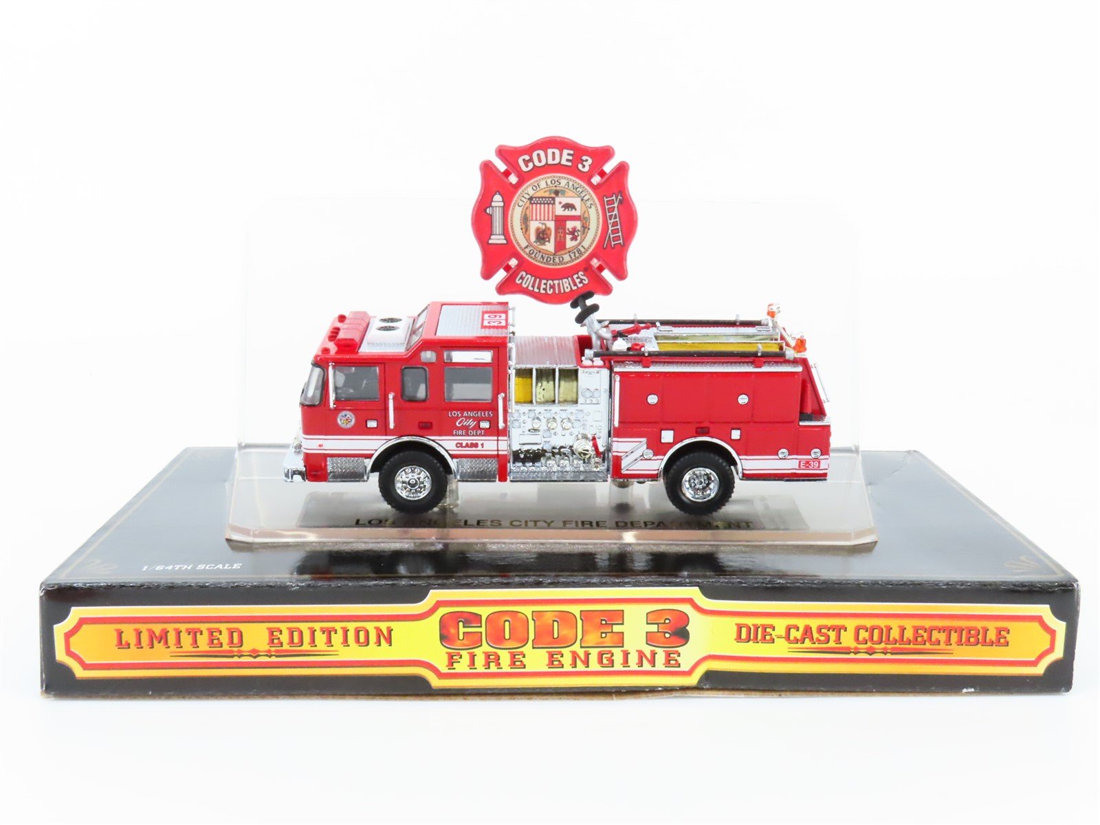 1:64 Scale Code 3 #12888 Die-Cast City of LA Pierce Fire Engine #39