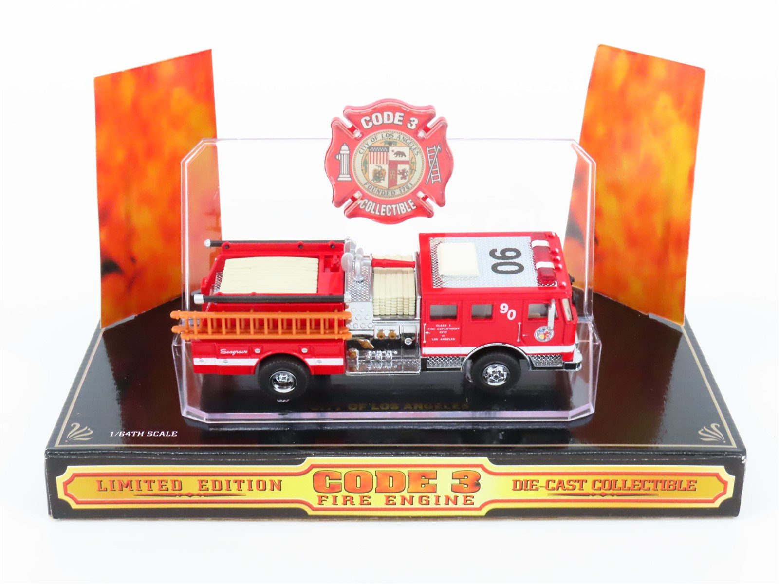 1:64 Scale Code 3 #02450 Die-Cast City of LA Seagrave Fire Engine #90
