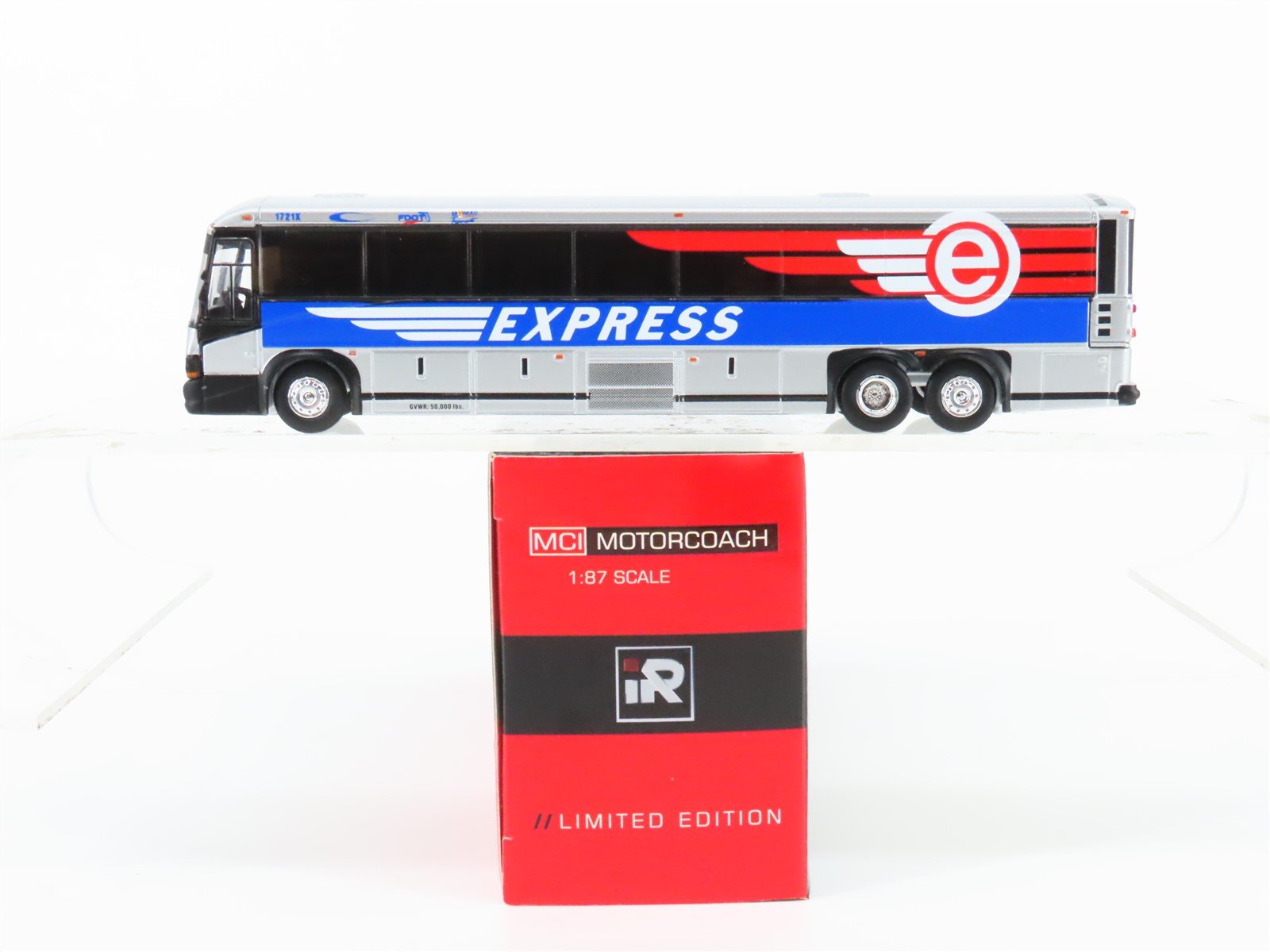 1:87 Iconic Replicas Die-Cast 87-0321 Broward Express MCI D4505 Motorcoach Bus