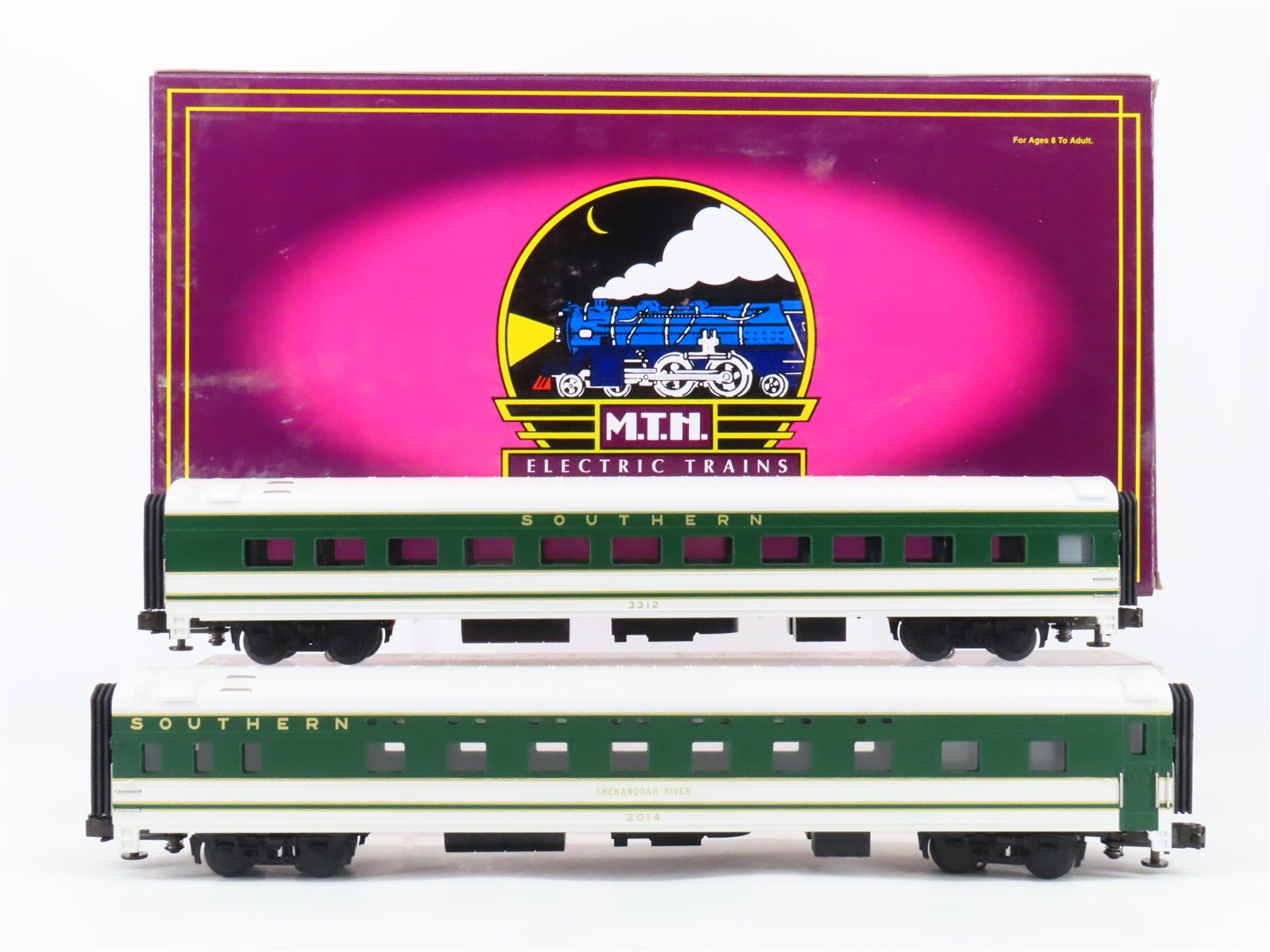 O 3-Rail MTH 20-6617 Southern 70' Streamlined Sleeper/Diner Passenger 2-Car Set