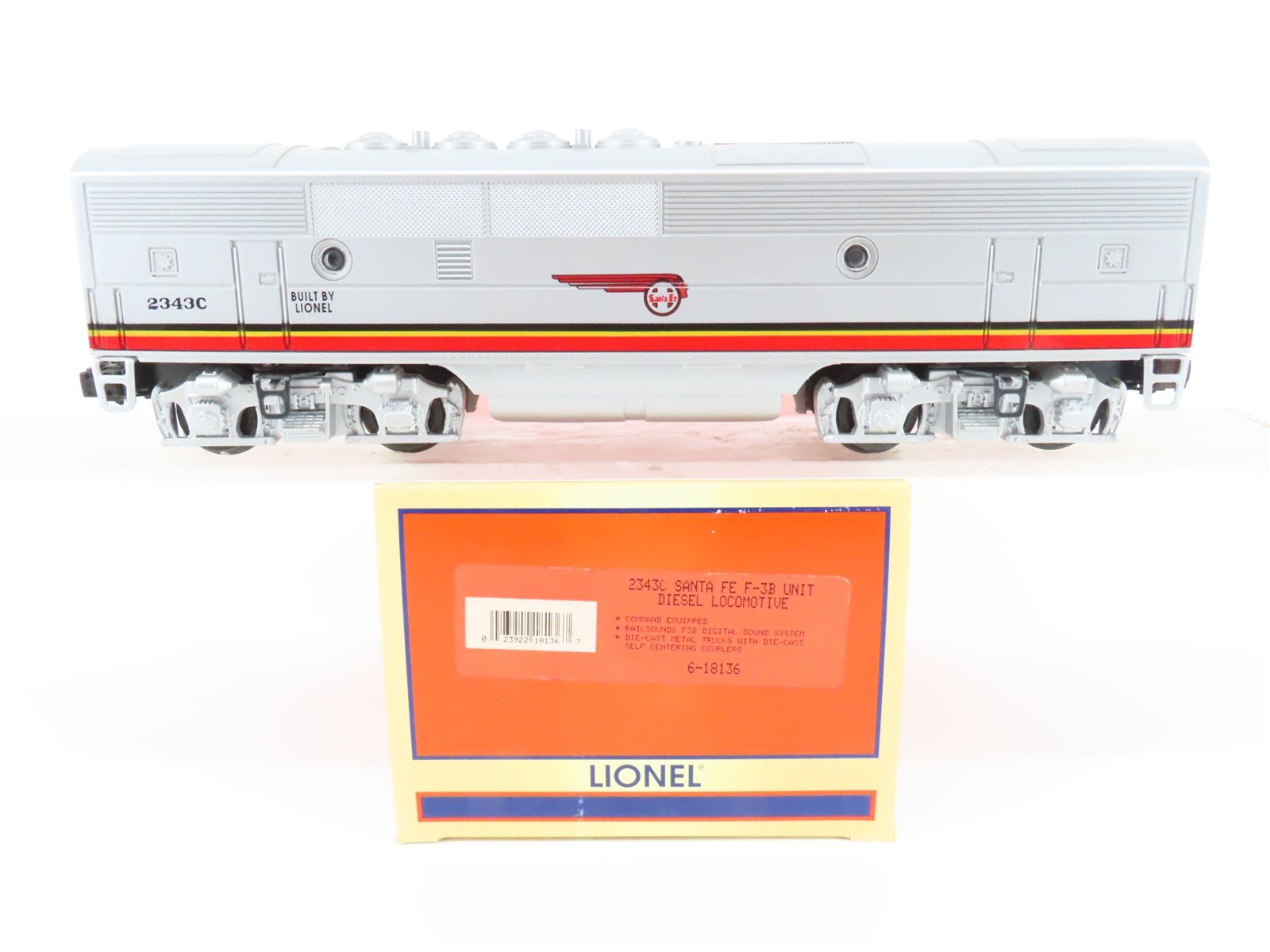 O Gauge 3-Rail Lionel 6-18136 ATSF Santa Fe F3B Diesel Locomotive #2343C
