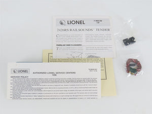O Gauge 3-Rail Lionel 6-19833 Unlettered Steam Tender w/ Railsounds