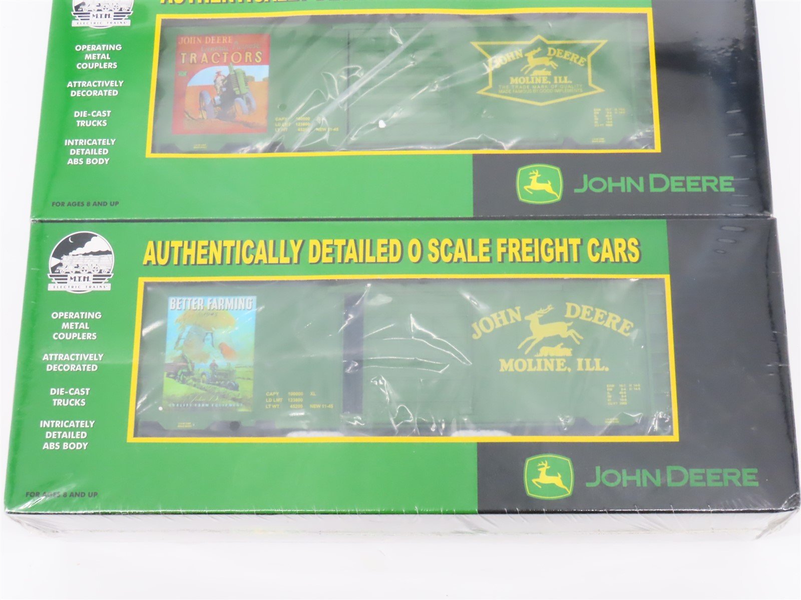 O Gauge 3-Rail MTH 20-90130 John Deere 40' Boxcar Set of 3 SEALED